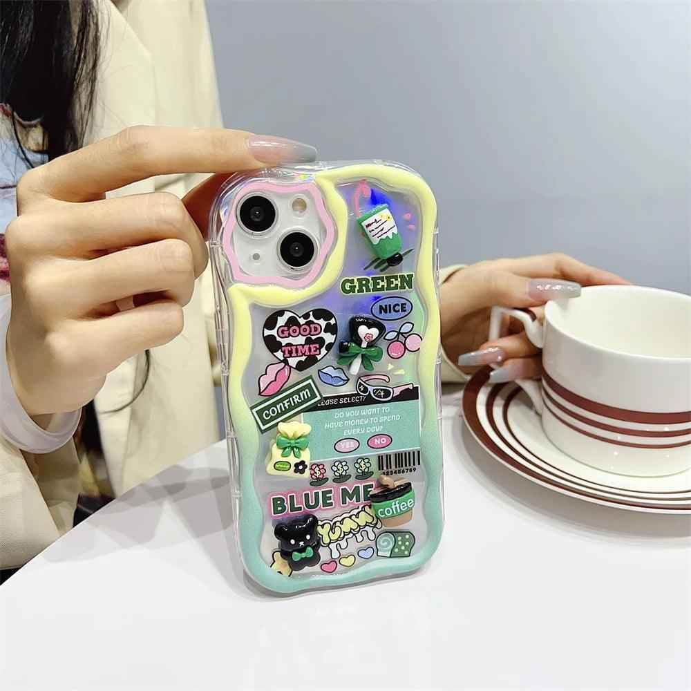 TSP2 Cute Phone Case for iPhone models 15, 14, 13, 12, 11, Pro Max, 14, and 15 Plus - Laser 3D Cartoon Pattern - Touchy Style