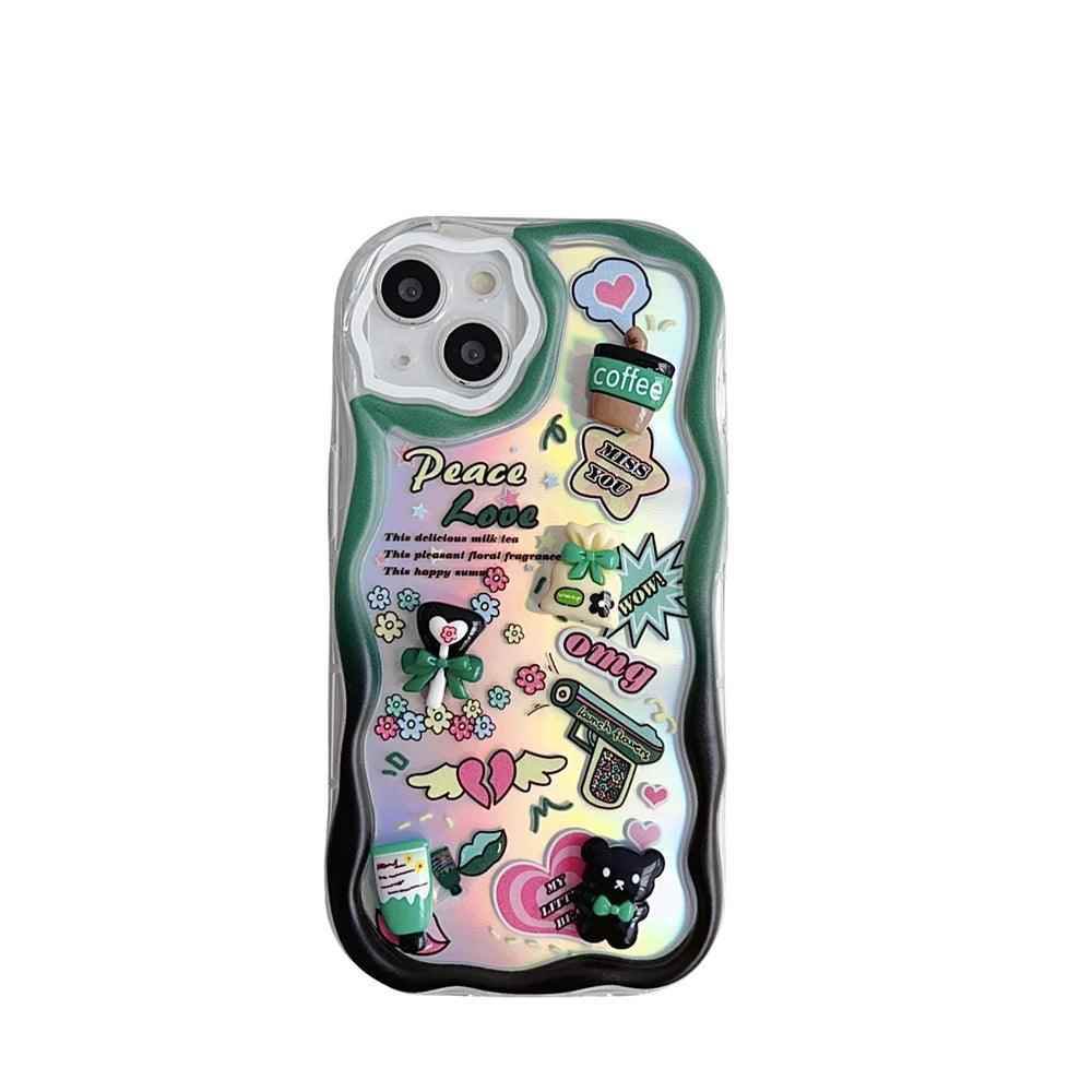 TSP2 Cute Phone Case for iPhone models 15, 14, 13, 12, 11, Pro Max, 14, and 15 Plus - Laser 3D Cartoon Pattern - Touchy Style