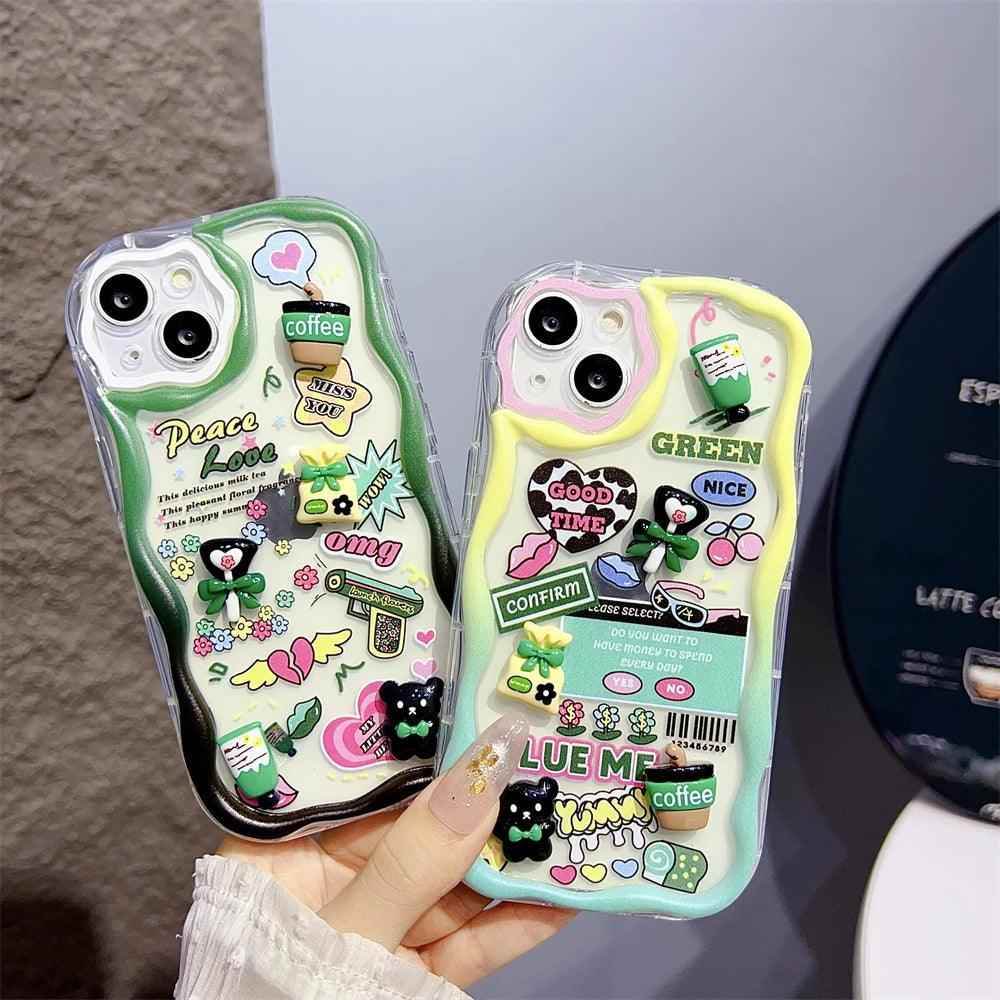 TSP2 Cute Phone Case for iPhone models 15, 14, 13, 12, 11, Pro Max, 14, and 15 Plus - Laser 3D Cartoon Pattern - Touchy Style