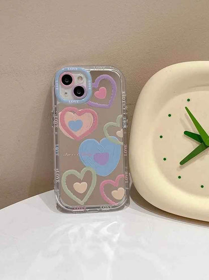 TSP24 Cute Phone Cases for iPhone 15 Pro Max, 14, 13, 12, and 11 - Heart Mirror Hard Back Cover - Touchy Style