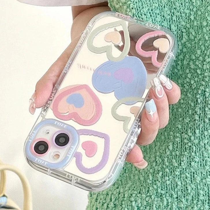 TSP24 Cute Phone Cases for iPhone 15 Pro Max, 14, 13, 12, and 11 - Heart Mirror Hard Back Cover - Touchy Style