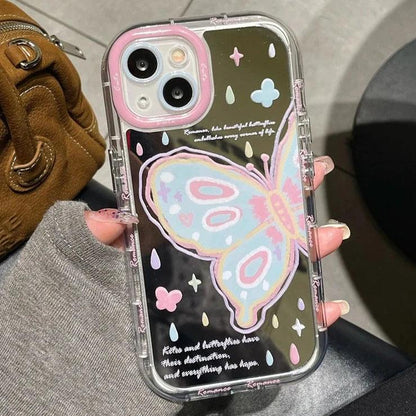 TSP25 Cute Phone Cases for iPhone 15, 14, 13, 12, and 11 Pro Max - Colorful Butterfly Makeup Mirror Back Cover - Touchy Style