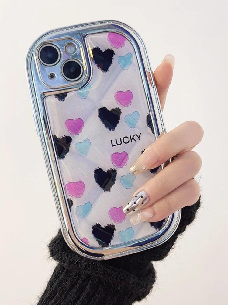 TSP27 Cute Phone Cases for iPhone 11, 12, 13, 14, and 15 Pro Max - Oil Painting Graffiti Heart Back Cover - Touchy Style
