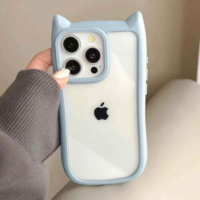 TSP38 Cute Phone Cases For iPhone 11, 12, 13, 14, 15 Pro Max - Soft Silicone Cat Ear Design - Bumper Cover - Touchy Style