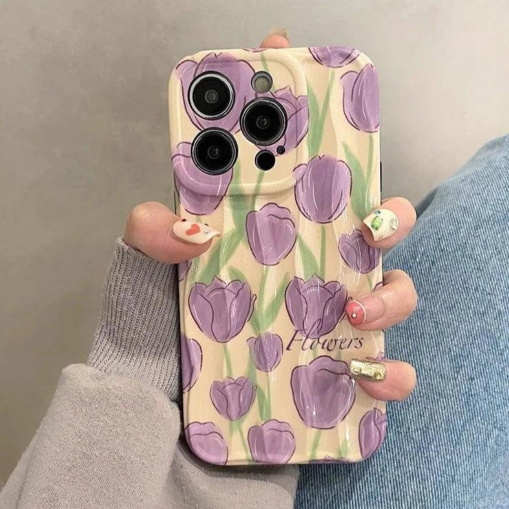 TSP45 Cute Phone Cases For iPhone 11, 12, 13, 14, and 15 Pro Max - Beautiful Tulip Flower - Touchy Style
