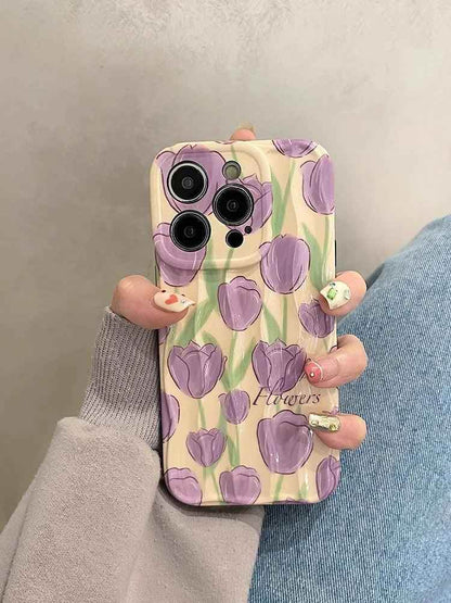 TSP45 Cute Phone Cases For iPhone 11, 12, 13, 14, and 15 Pro Max - Beautiful Tulip Flower - Touchy Style