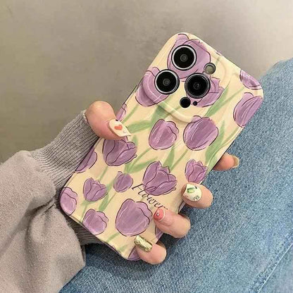 TSP45 Cute Phone Cases For iPhone 11, 12, 13, 14, and 15 Pro Max - Beautiful Tulip Flower - Touchy Style