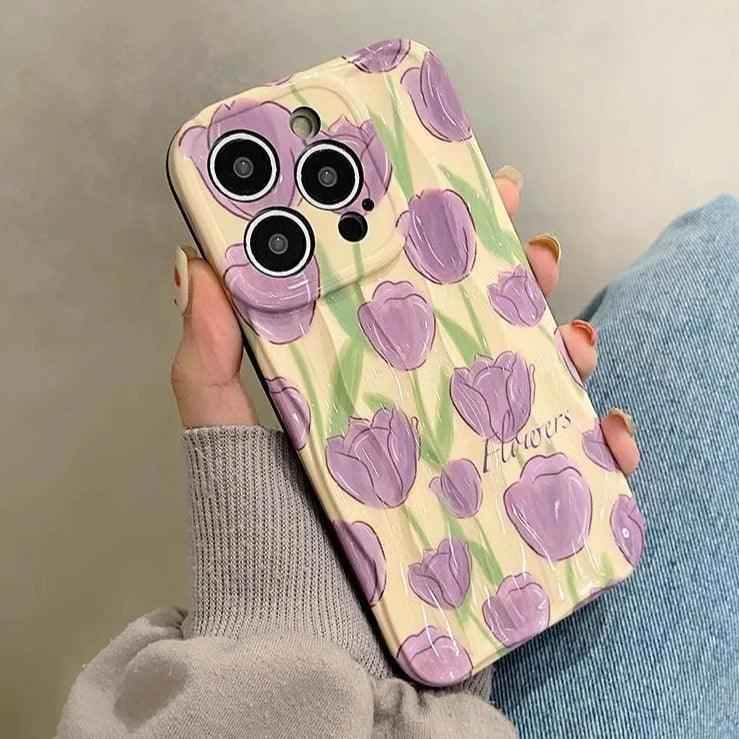 TSP45 Cute Phone Cases For iPhone 11, 12, 13, 14, and 15 Pro Max - Beautiful Tulip Flower - Touchy Style