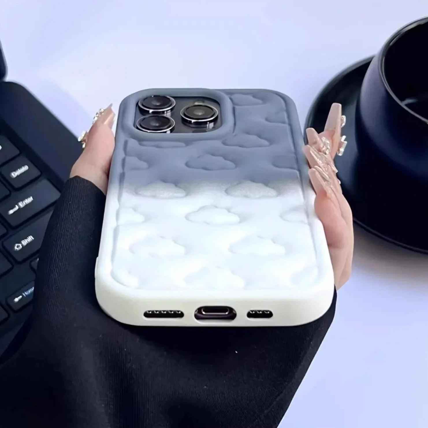 TSP48 Cute Phone Cases For iPhone 11, 15 Pro Max, Plus, XR, and XS Max - Gradual Colorful Clouds - Touchy Style