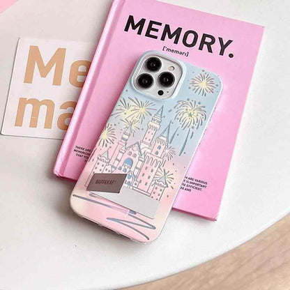 TSP58 Cute Phone Cases For iPhone 15 Pro Max, 14, 13, and 12 Pro Max - Fireworks Castle Design - With Holder Stand - Touchy Style