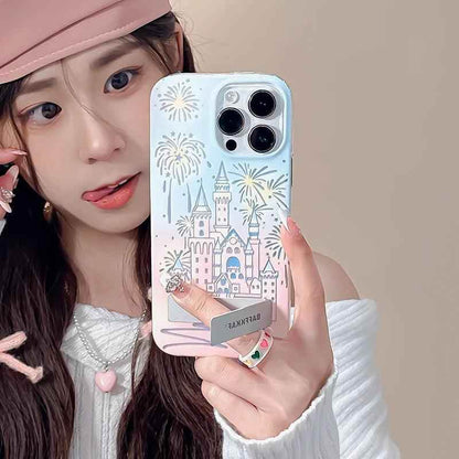 TSP58 Cute Phone Cases For iPhone 15 Pro Max, 14, 13, and 12 Pro Max - Fireworks Castle Design - With Holder Stand - Touchy Style