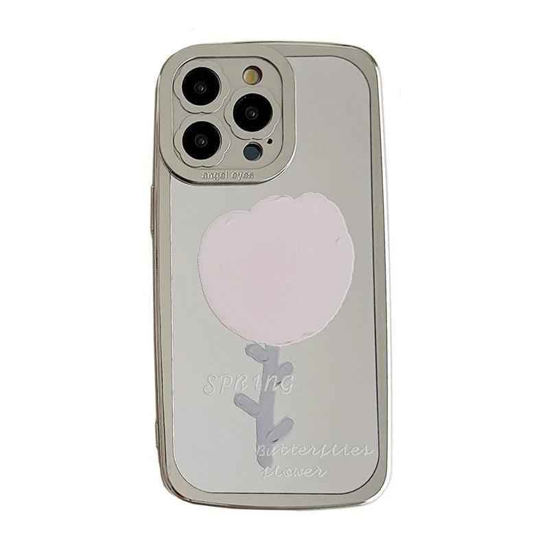 TSP91 Cute Phone Cases For iPhone 15 Pro Max, 14, 13, 12, and 11 - Plating Mirror Tulip Back Cover - Touchy Style