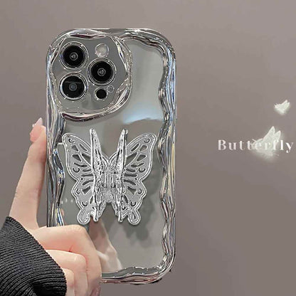 TSP96 Cute Phone Cases For iPhone models 11, 12, 13, 14, 15 Pro Max and 15 Plus - With Stylish Butterfly Stand Holder - Touchy Style
