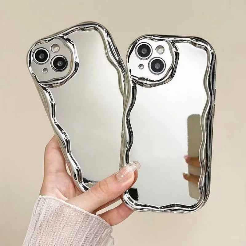 TSP97 Cute Phone Cases For iPhone 16, 15 Pro Max, 13, 11, 12, or 14 Plus - Electroplated Metallic Color - Wavy Border - Touchy Style