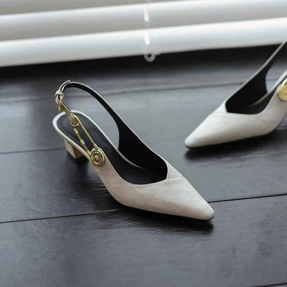 TSS56 Leather Thick Heel Sandals - Women&
