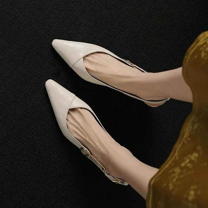 TSS56 Leather Thick Heel Sandals - Women&