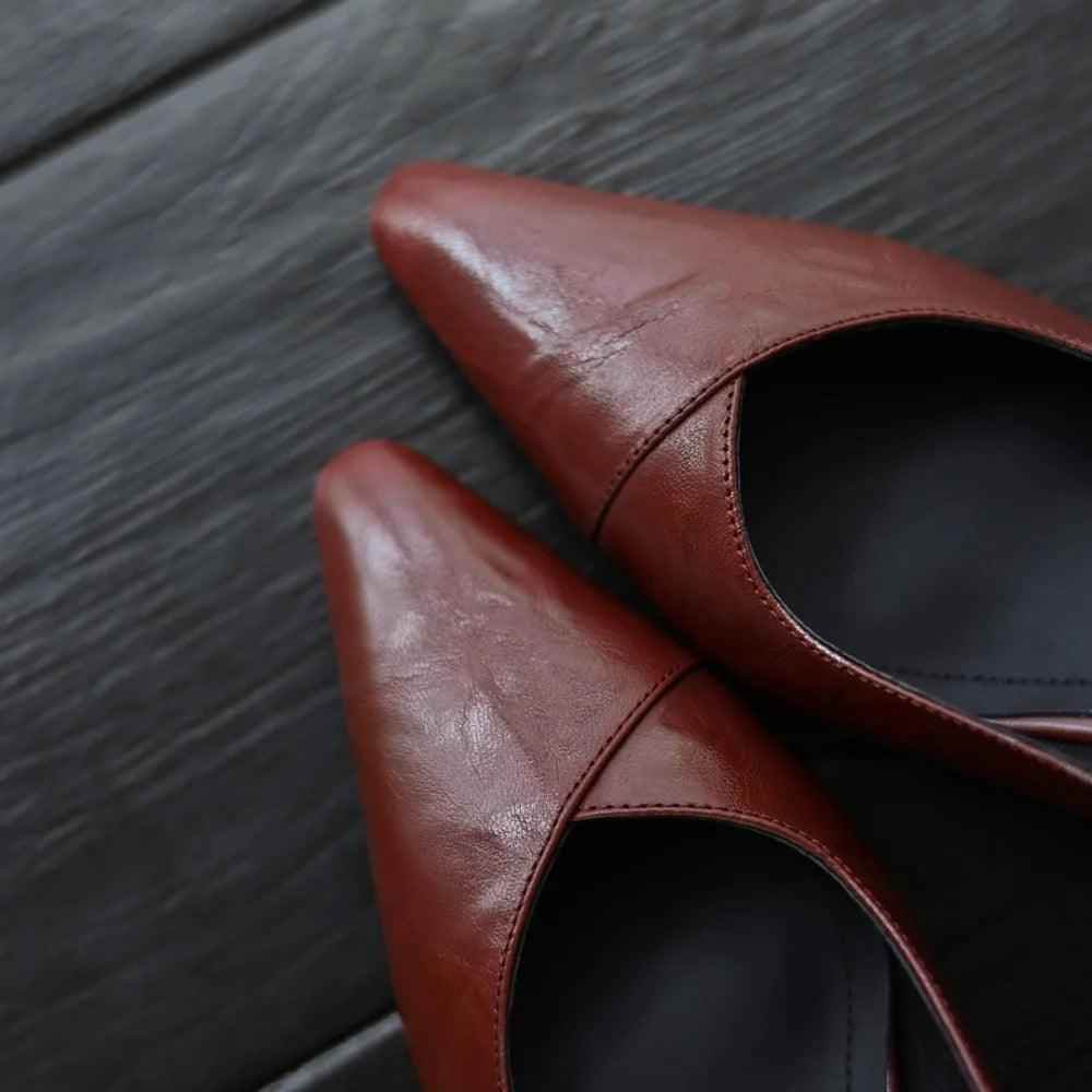 TSS56 Leather Thick Heel Sandals - Women&