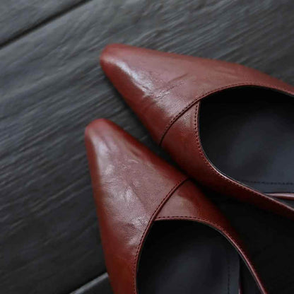 TSS56 Leather Thick Heel Sandals - Women&