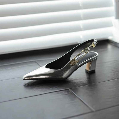 TSS56 Leather Thick Heel Sandals - Women&