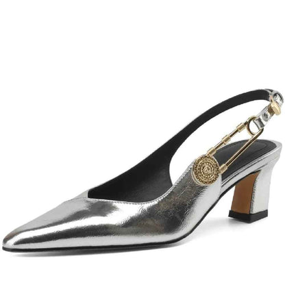 TSS56 Leather Thick Heel Sandals - Women&