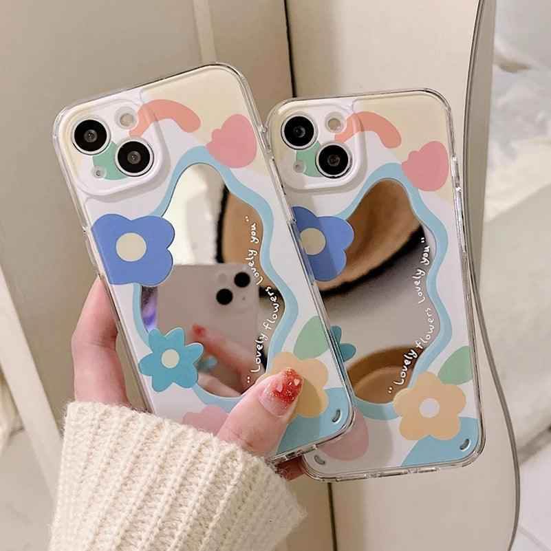 Tulip Flowers Mirror Cute Phone Cases For iPhone 15 14 11 12 13 Pro Xs Max X Xr 7 8 Plus SE - Touchy Style