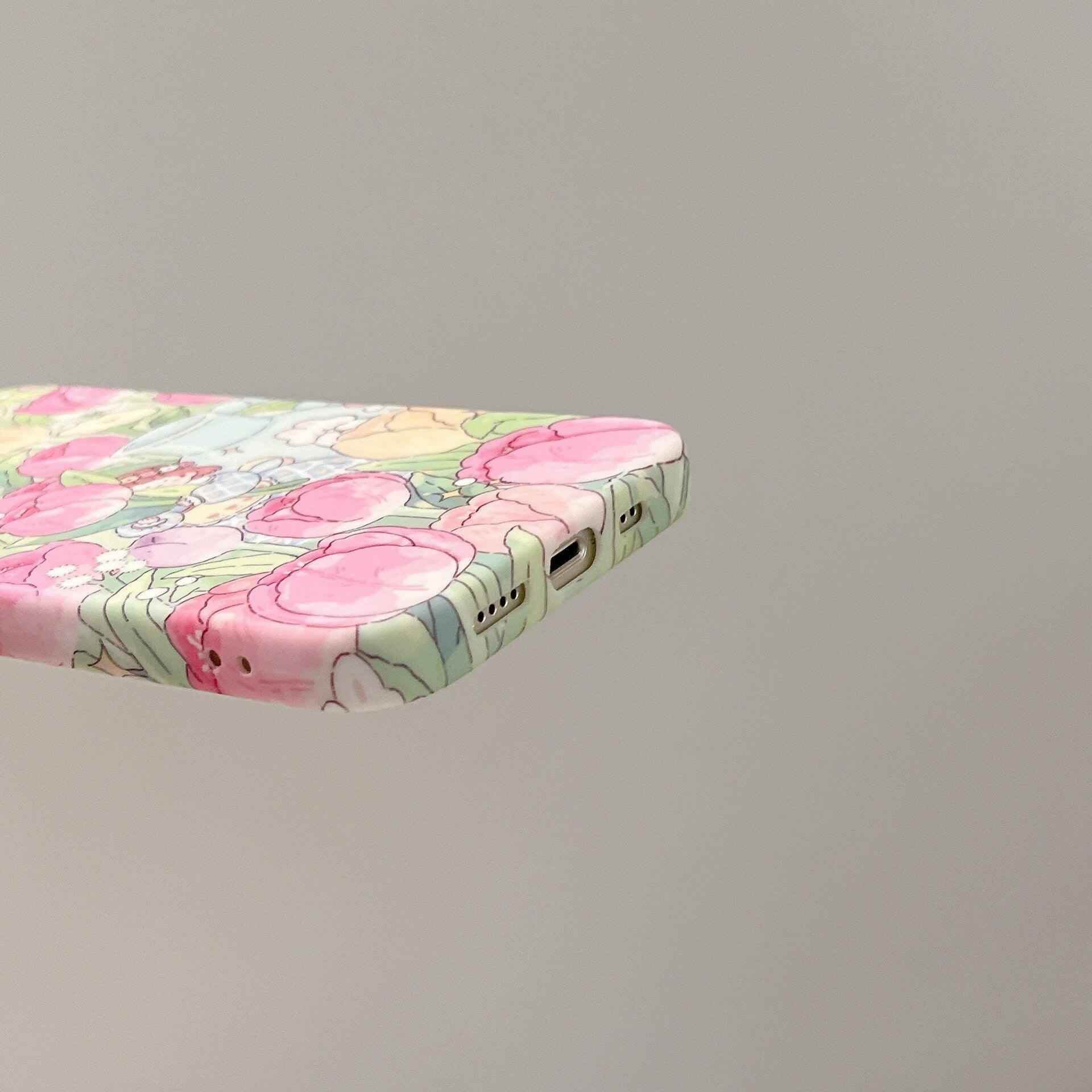 Tulip Garden Flowers Cute Phone Case - For iPhone 14, 13, 12, 11 Pro Max Cover - Touchy Style
