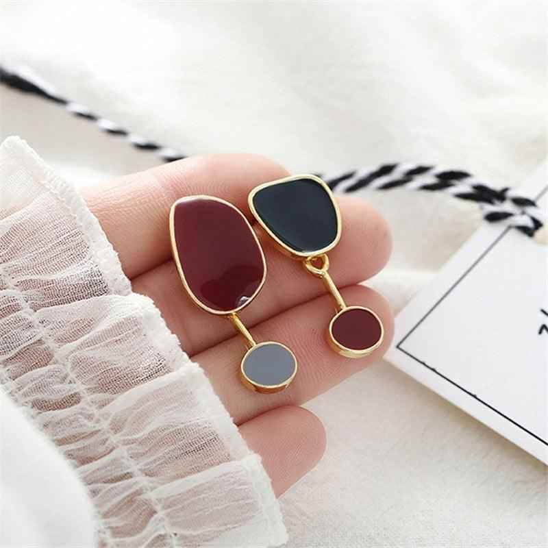 Two Irregular Shapes: TJ100 Drop Earring Charm Jewelry with Bump Color - Touchy Style