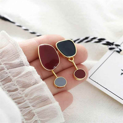 Two Irregular Shapes: TJ100 Drop Earring Charm Jewelry with Bump Color - Touchy Style