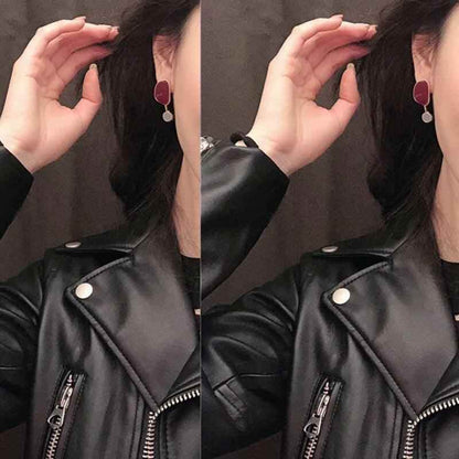 Two Irregular Shapes: TJ100 Drop Earring Charm Jewelry with Bump Color - Touchy Style