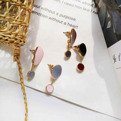 Two Irregular Shapes: TJ100 Drop Earring Charm Jewelry with Bump Color - Touchy Style