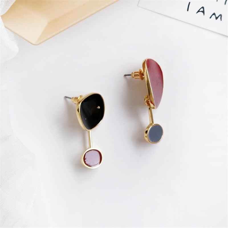 Two Irregular Shapes: TJ100 Drop Earring Charm Jewelry with Bump Color - Touchy Style .