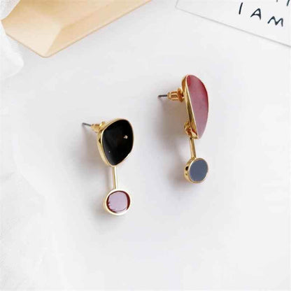 Two Irregular Shapes: TJ100 Drop Earring Charm Jewelry with Bump Color - Touchy Style