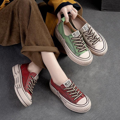 TX338 Women's Comfortable Flat Leather Sneakers: Casual Shoes