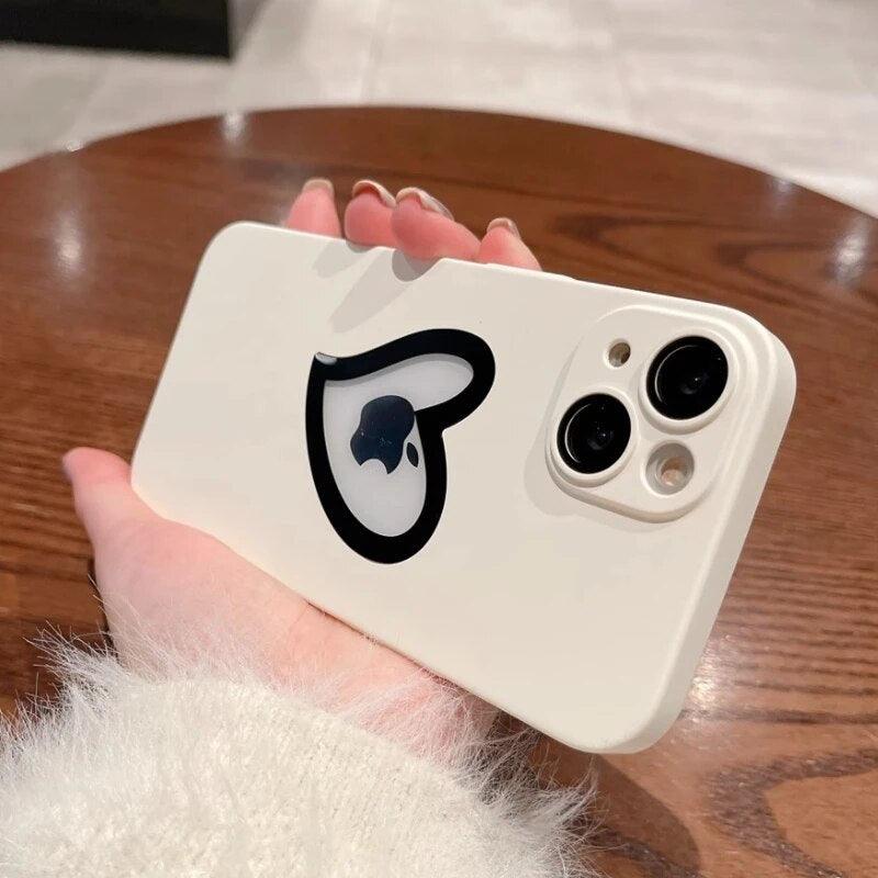 Ultra-Thin Cute Heart Hollow Phone Case for iPhone 14, 13, 12, 11 Pro Max, 14 Plus, and 11 with Matte Lens Film - Touchy Style .