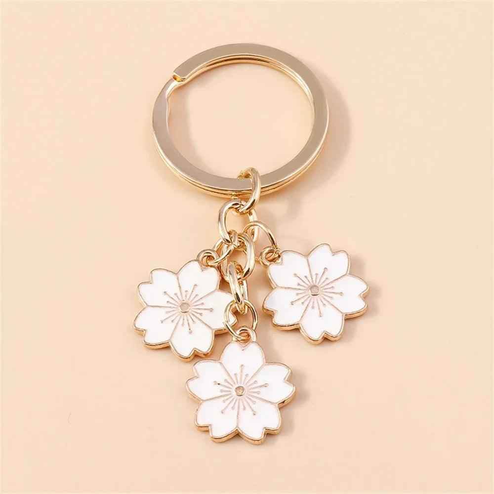 Unique Keychains - Cherry Blossom, Sakura Floral Tassel - TSKC6 - Touchy Style