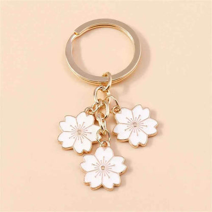 Unique Keychains - Cherry Blossom, Sakura Floral Tassel - TSKC6 - Touchy Style