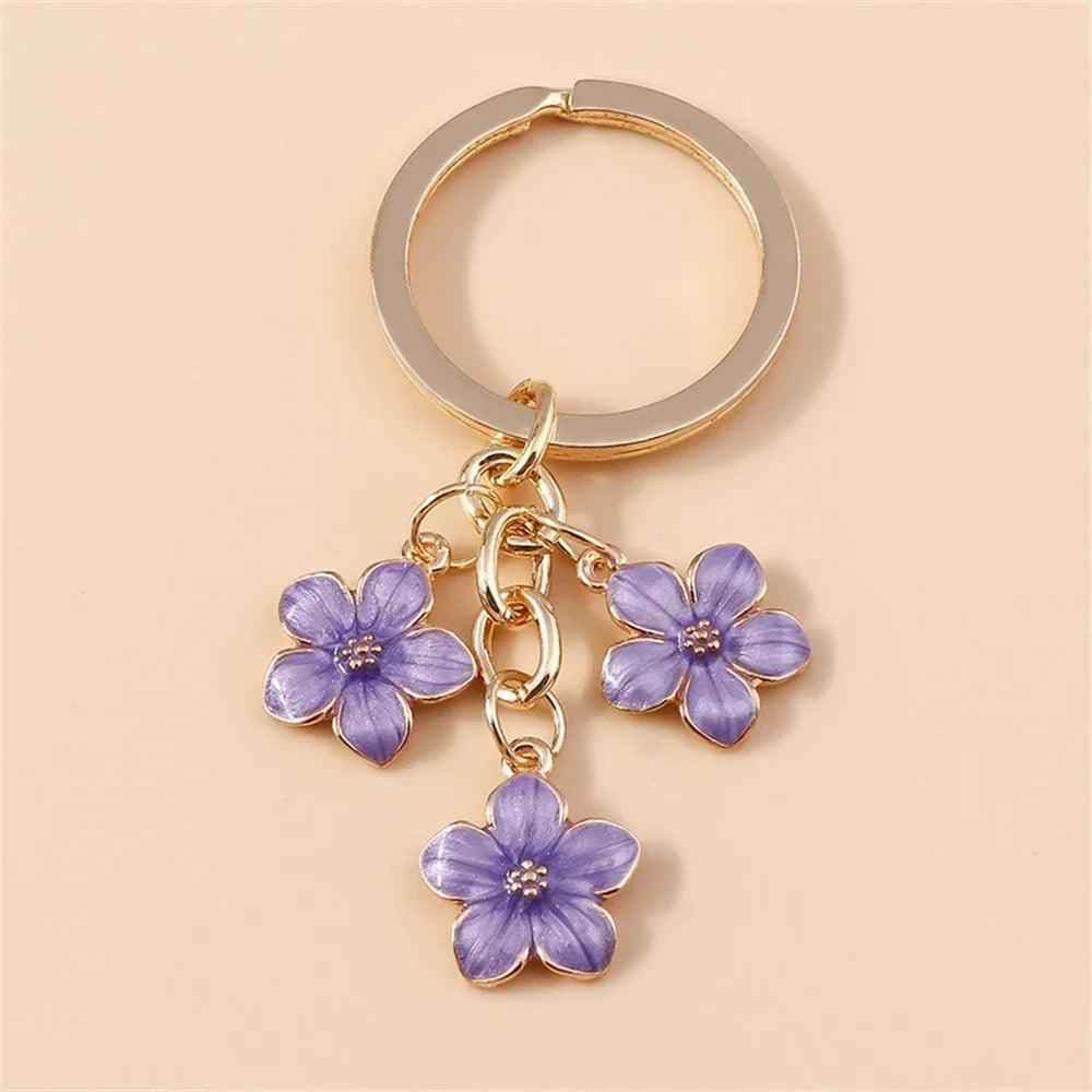 Unique Keychains - Cherry Blossom, Sakura Floral Tassel - TSKC6 - Touchy Style