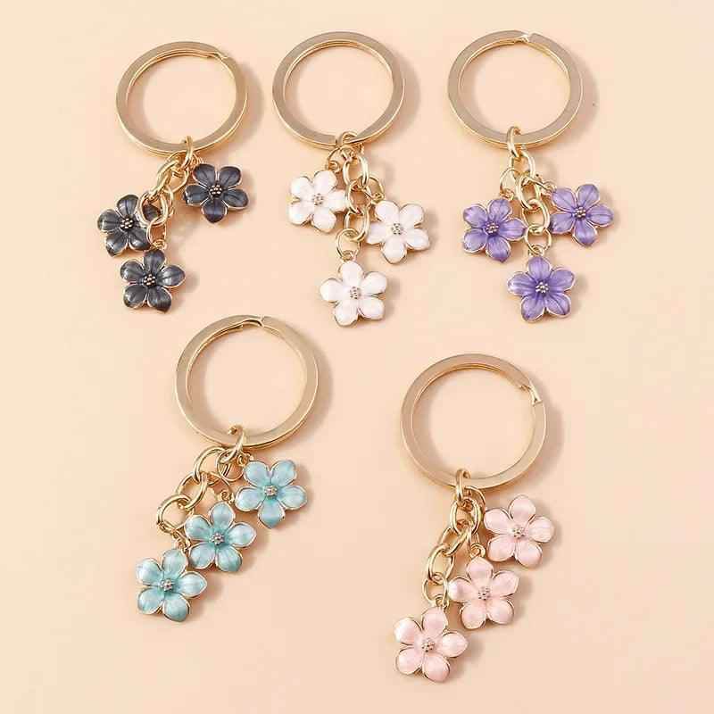Unique Keychains - Cherry Blossom, Sakura Floral Tassel - TSKC6 - Touchy Style