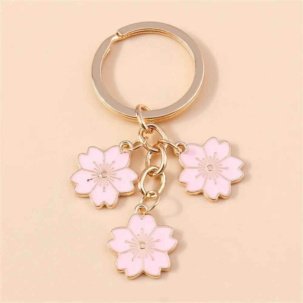 Unique Keychains - Cherry Blossom, Sakura Floral Tassel - TSKC6 - Touchy Style