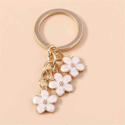 Unique Keychains - Cherry Blossom, Sakura Floral Tassel - TSKC6 - Touchy Style