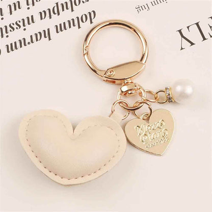 Unique Keychains - Simple PU Leather Heart Shaped Key Rings - TSKC5 - Touchy Style