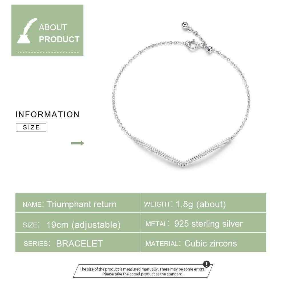 V Shape Geometric Silver Bracelet Necklace Charm Jewelry GV352 - Touchy Style