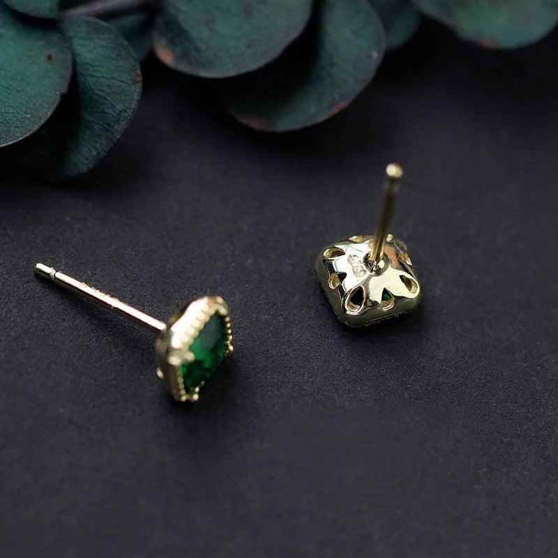 VBECJ123 Earring Charm Jewelry - 925 Sterling Silver Emerald Pearl Short Exquisite Simple Design - Touchy Style