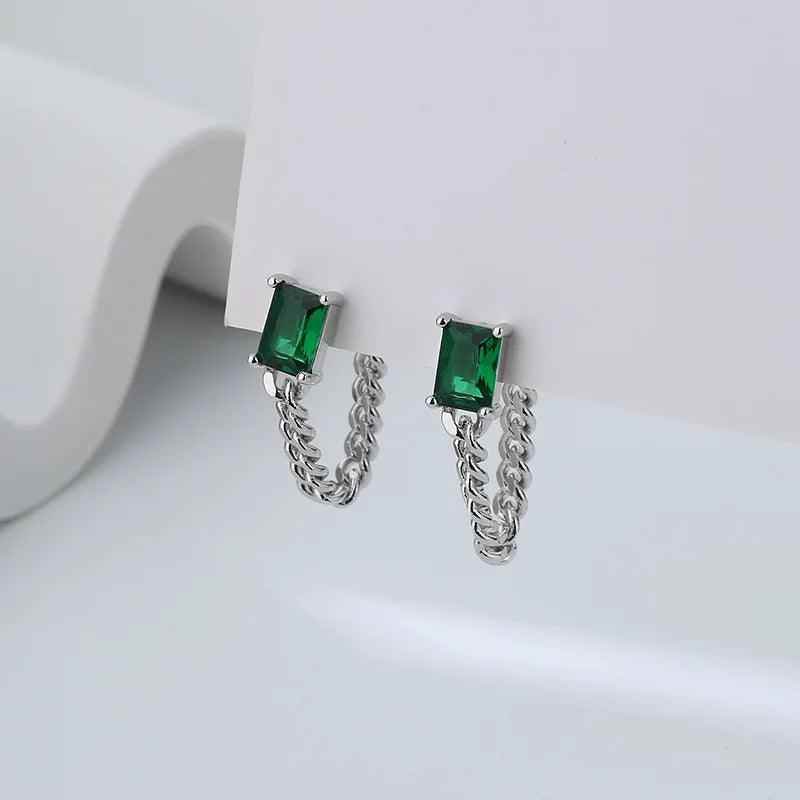 VBECJ123 Earring Charm Jewelry - 925 Sterling Silver Emerald Pearl Short Exquisite Simple Design - Touchy Style