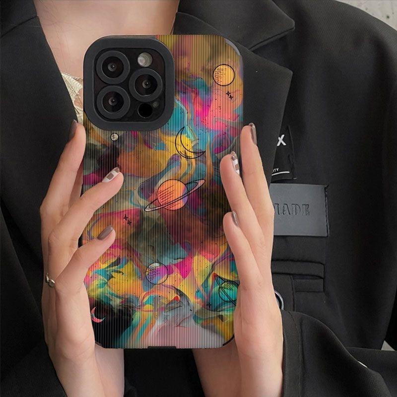 Vibrant Painted Graffiti Cute Phone Case for iPhone 7, 8 Plus, X, XR, XS Max, 11, 12, 13, 14 Pro Max, 14 Plus, and 12, 13 Mini - Touchy Style .