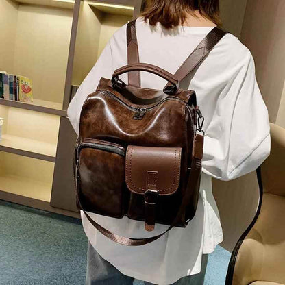 Vintage Cool Large Capacity Leather School Backpack AZ225 - Touchy Style