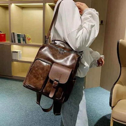Vintage Cool Large Capacity Leather School Backpack AZ225 - Touchy Style