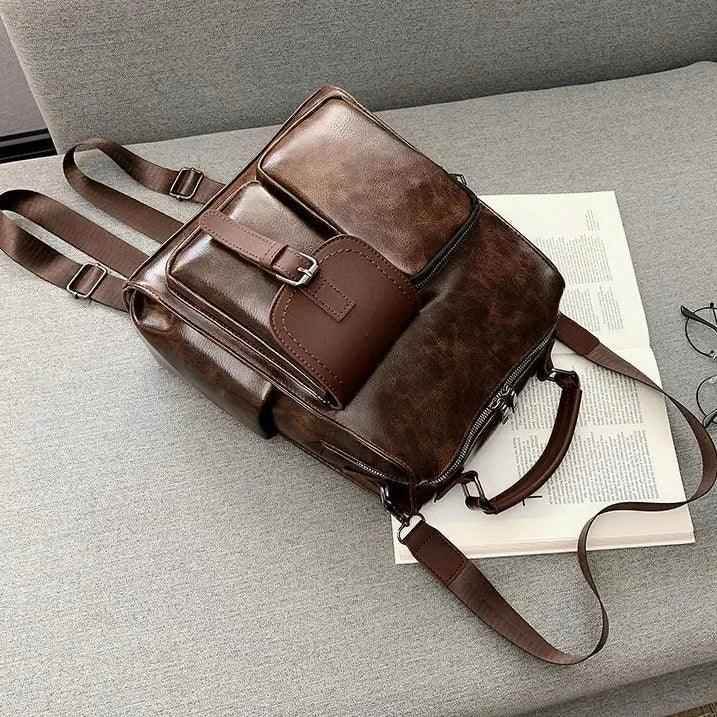 Vintage Cool Large Capacity Leather School Backpack AZ225 - Touchy Style