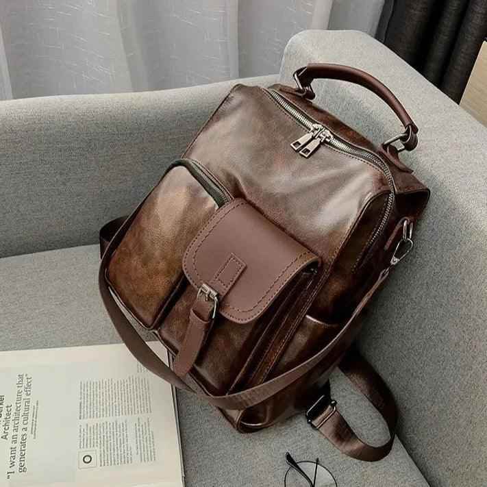 Vintage Cool Large Capacity Leather School Backpack AZ225 - Touchy Style