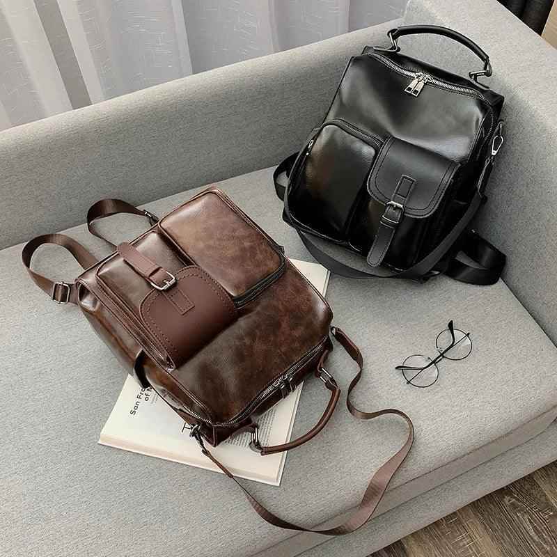 Vintage Cool Large Capacity Leather School Backpack AZ225 - Touchy Style